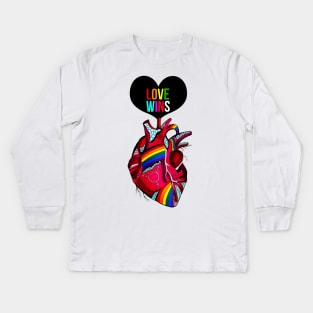 Love Wins Pride Heart Kids Long Sleeve T-Shirt